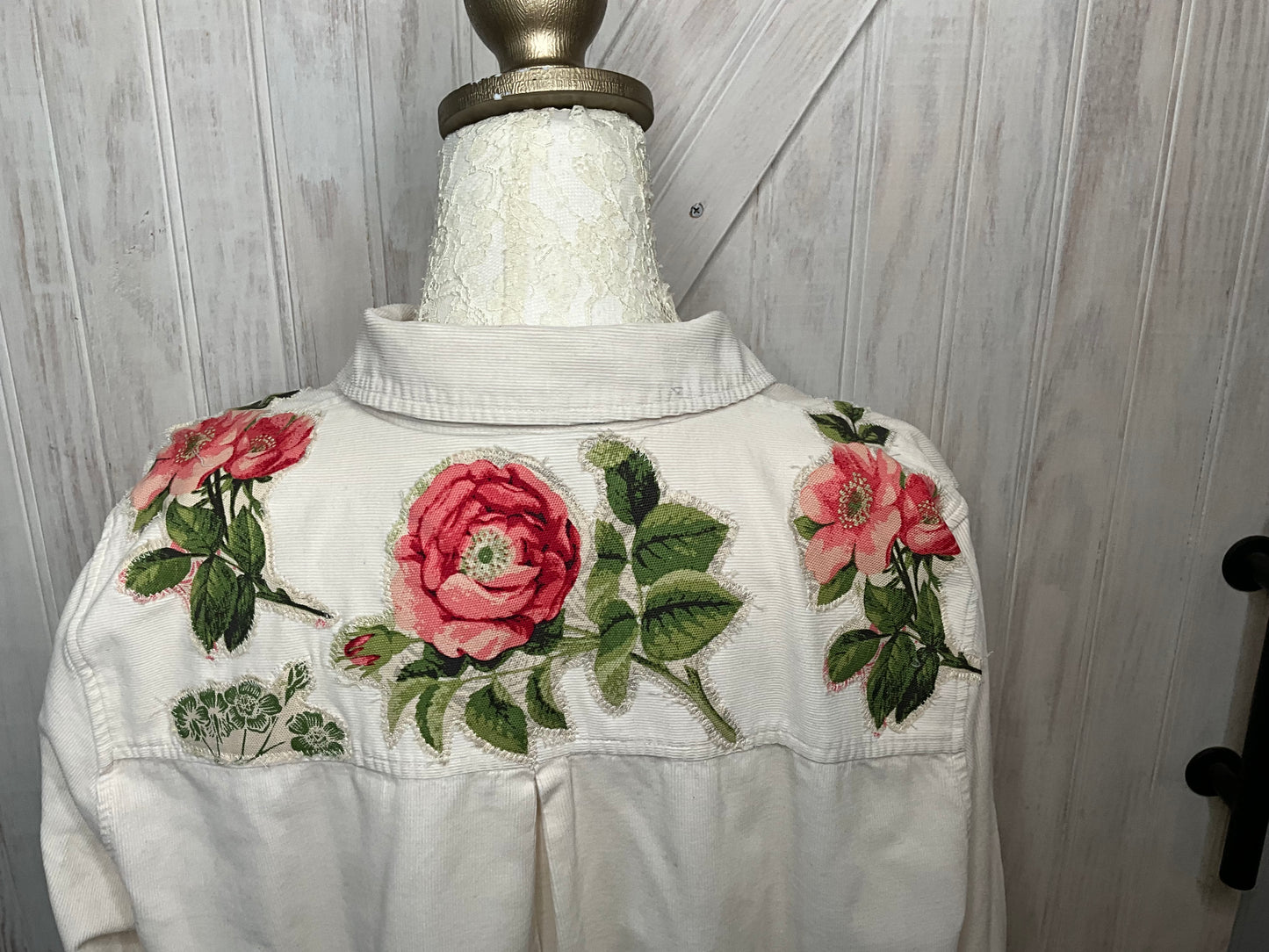 Appliquéd Cream Corduroy Shirt