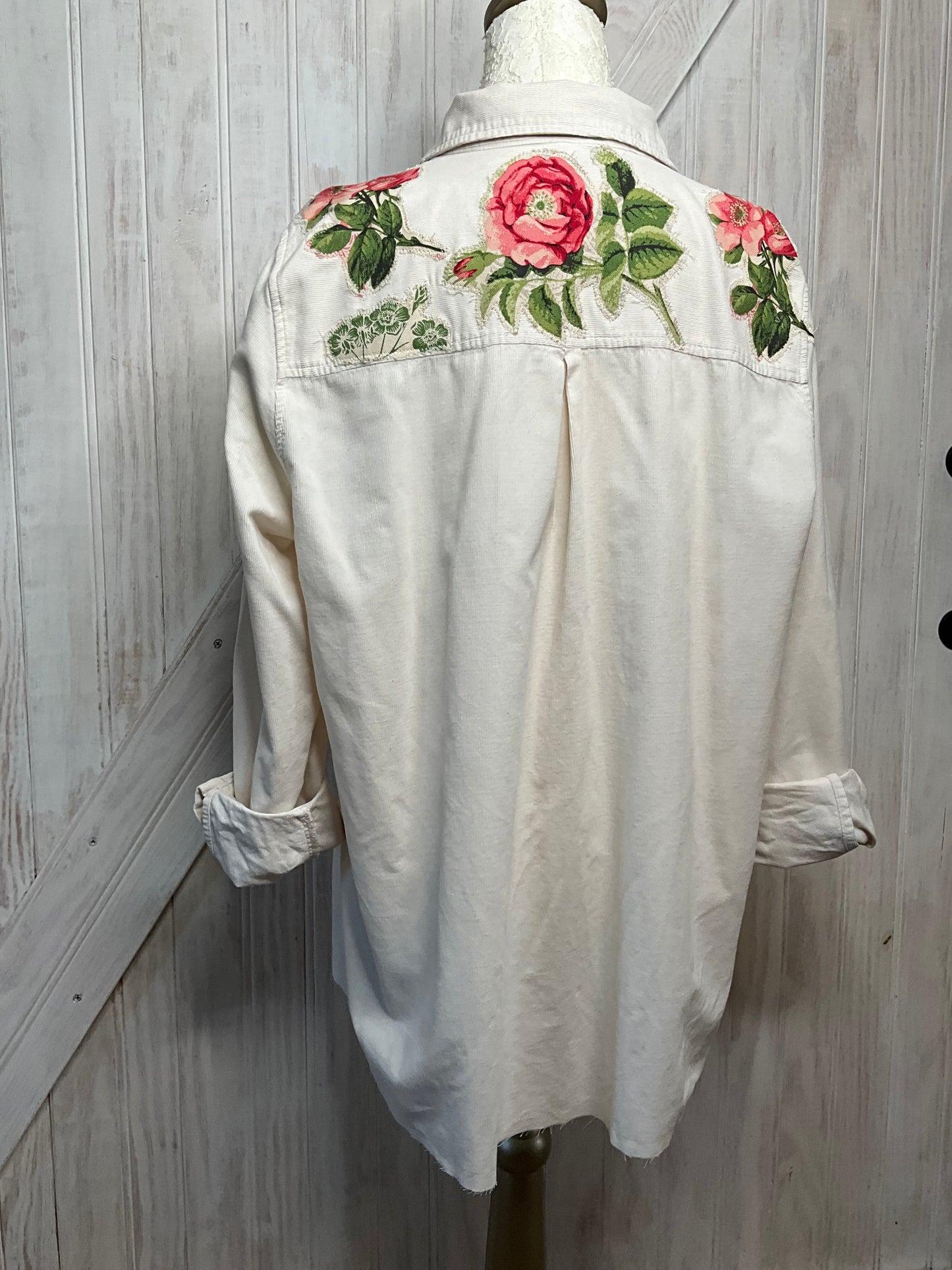 Appliquéd Cream Corduroy Shirt