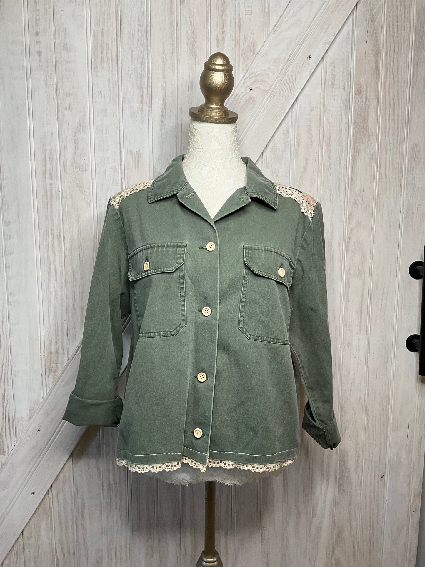 Dark Sage Appliquéd Jacket