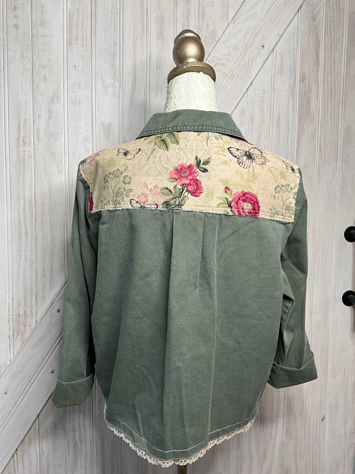 Dark Sage Appliquéd Jacket