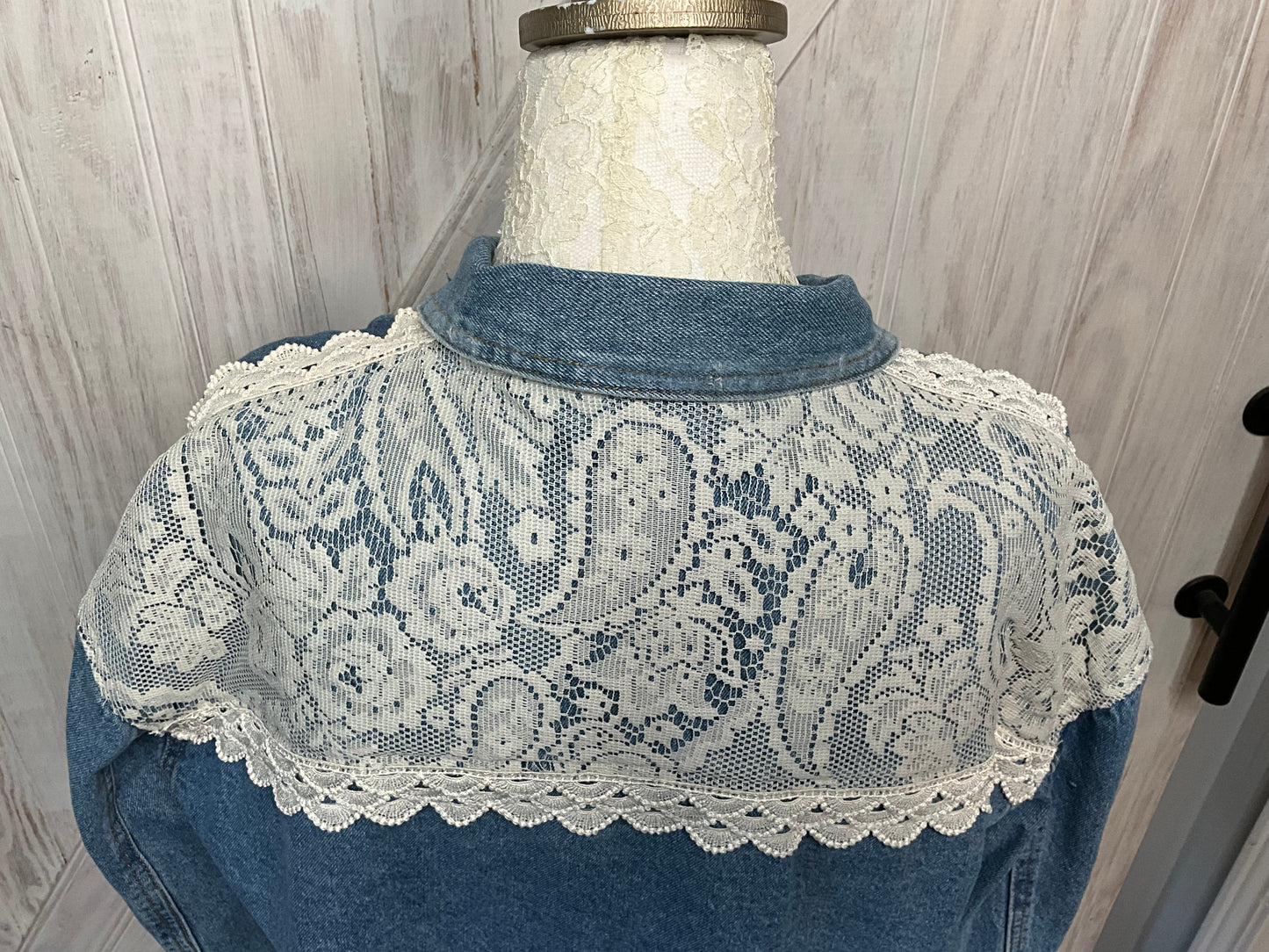 Denim Jacket With Lace Accents