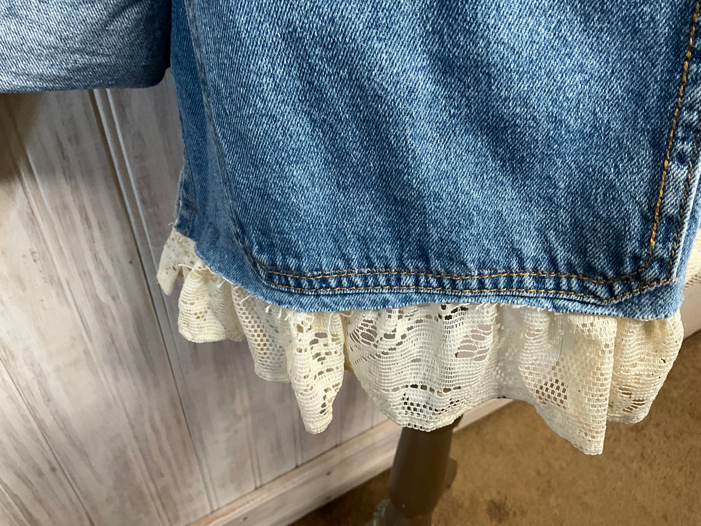 Denim Jacket With Lace Accents