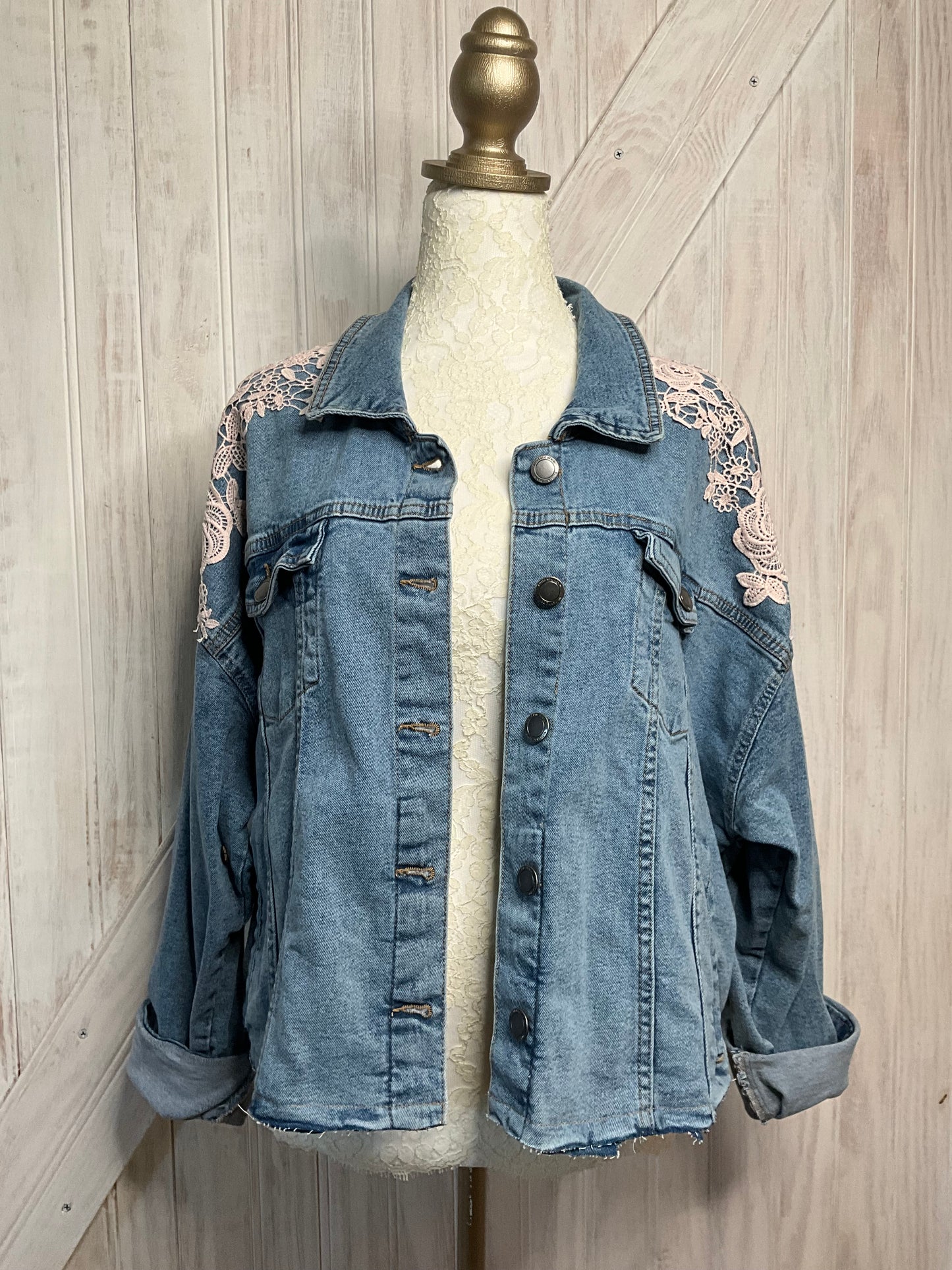 Lace Applique Jean Jacket