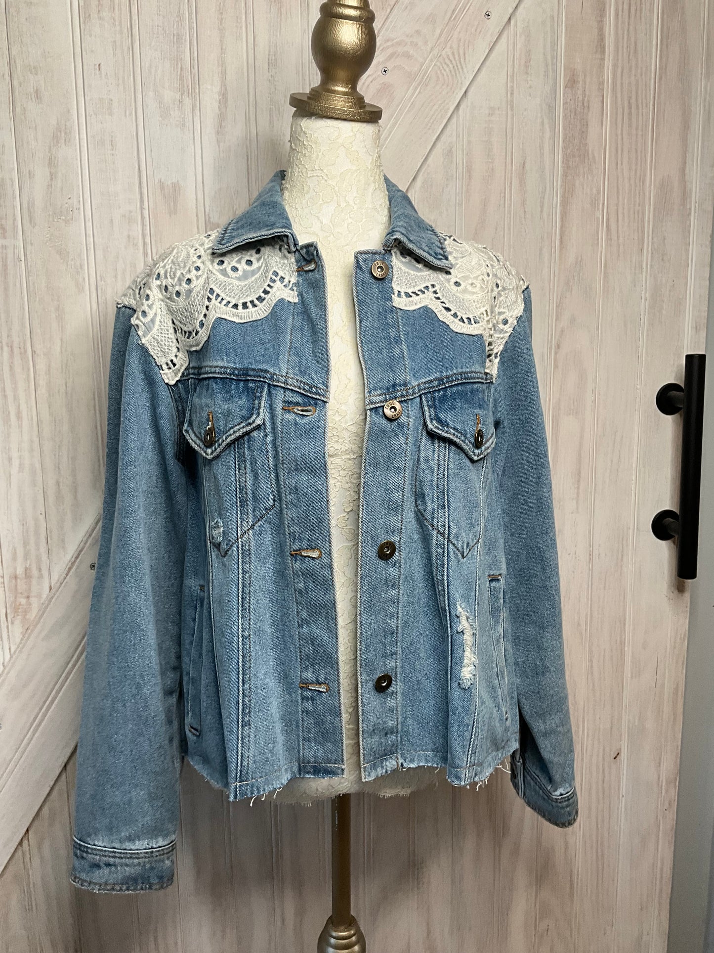 Scalloped Back Jean Jacket