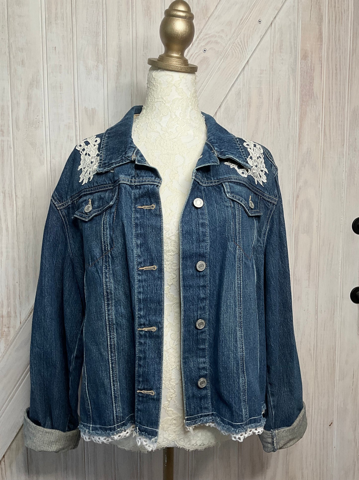 Lace Applique Jean Jacket