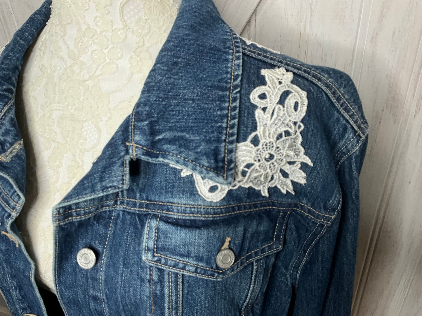 Lace Applique Jean Jacket