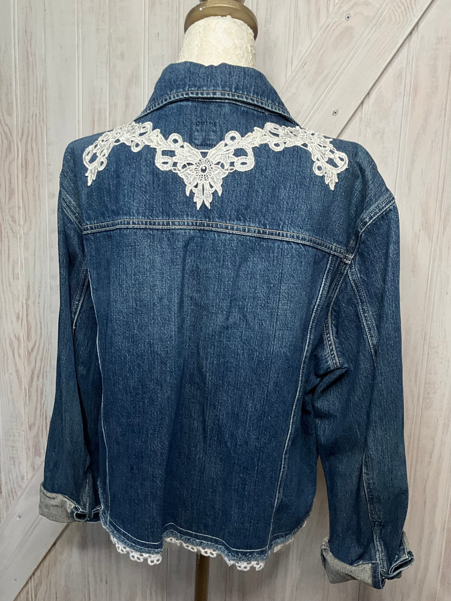 Lace Applique Jean Jacket
