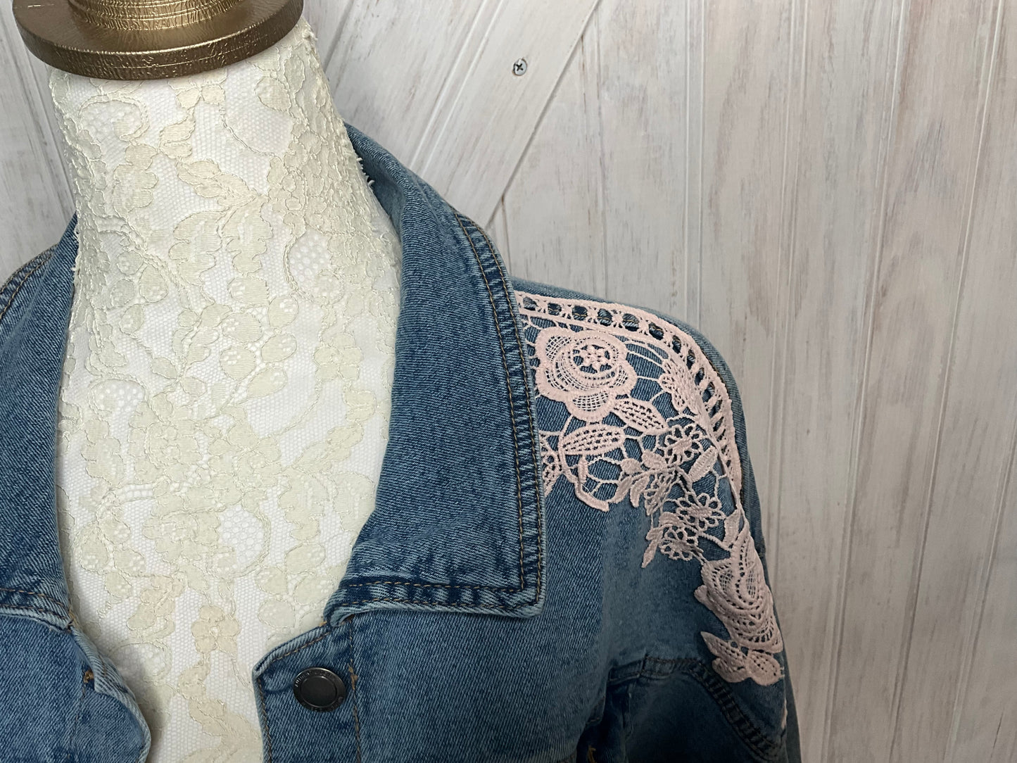 Lace Applique Jean Jacket