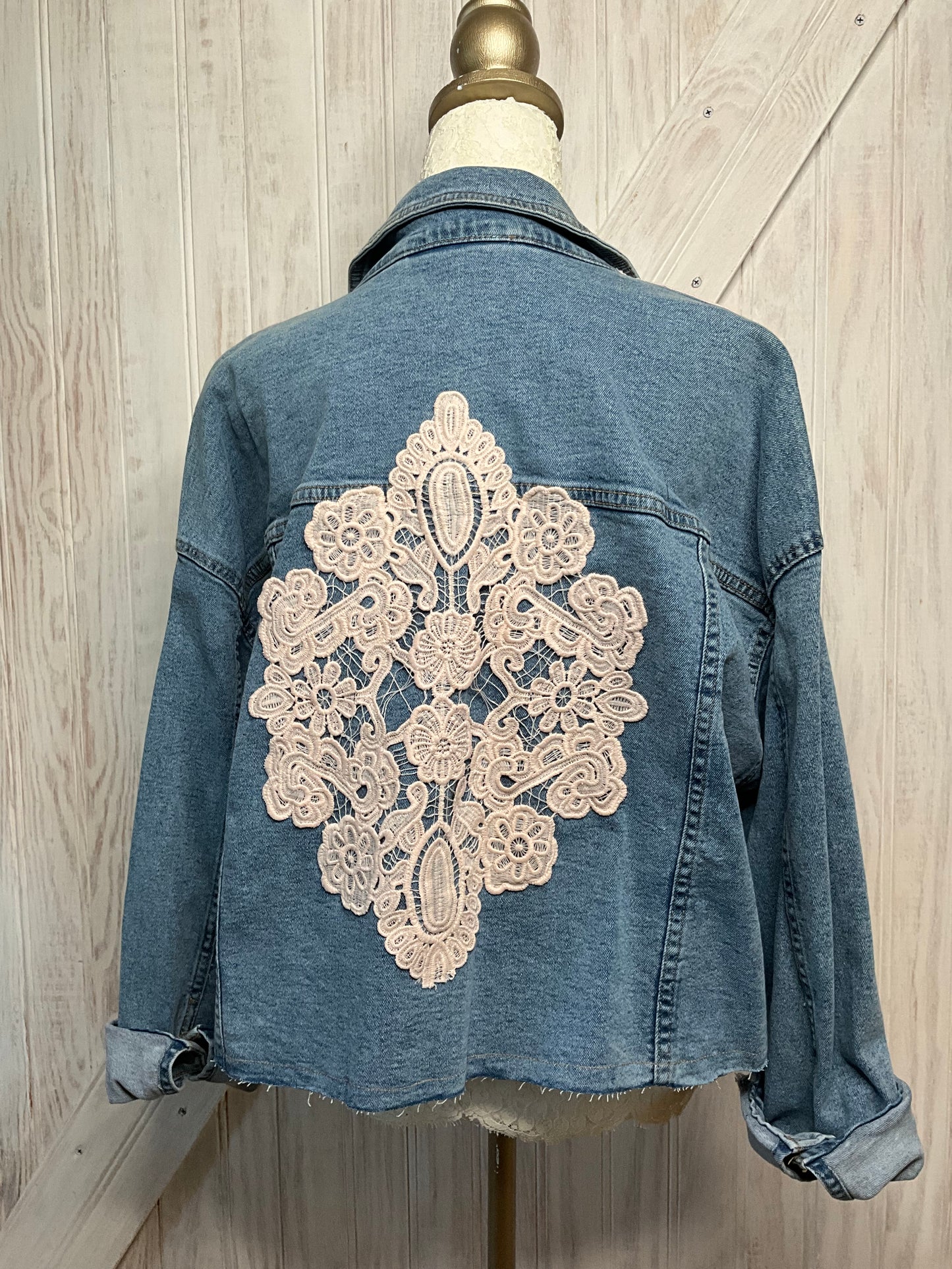 Lace Applique Jean Jacket