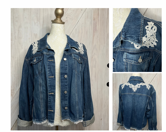 Lace Applique Jean Jacket