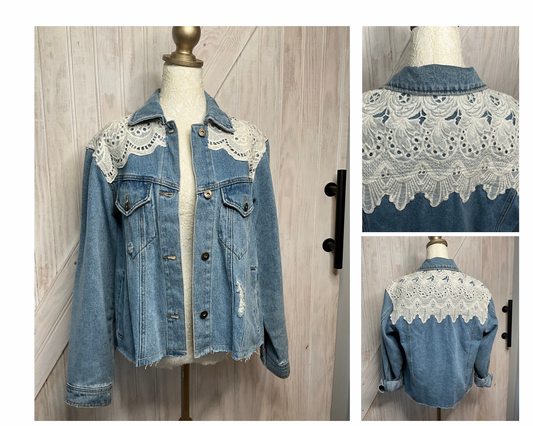 Scalloped Back Jean Jacket