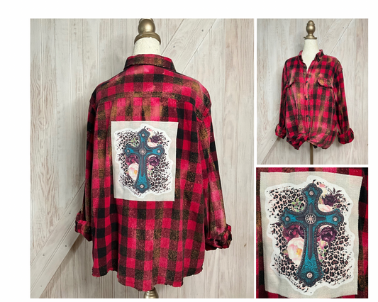 Turquoise Cross Flannel