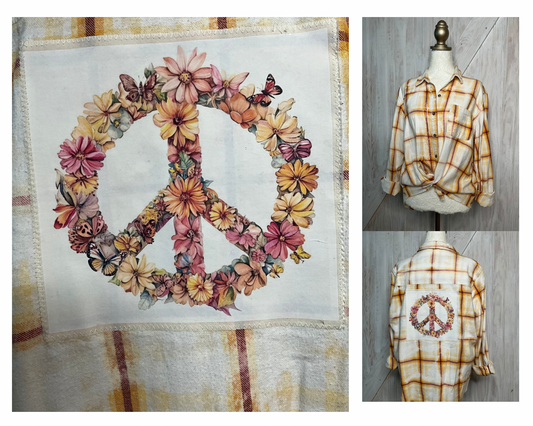 Floral Peace Sign Flannel