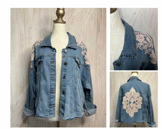 Lace Applique Jean Jacket