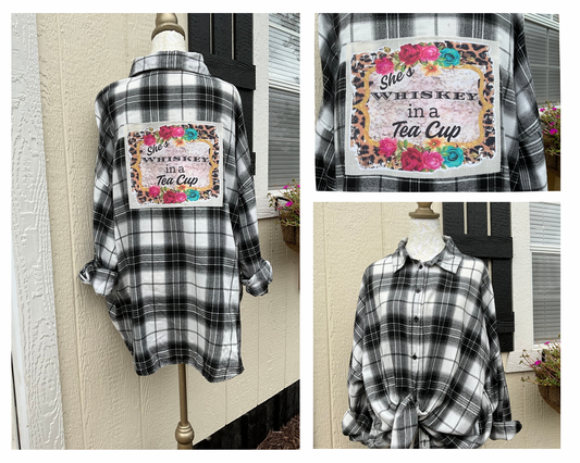 Animal Print Whiskey In A Teacup Flannel